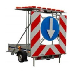 Remorca cu panou MEDIU semnalizare şi dirijare trafic - panou săgeţi 24 lămpi LED